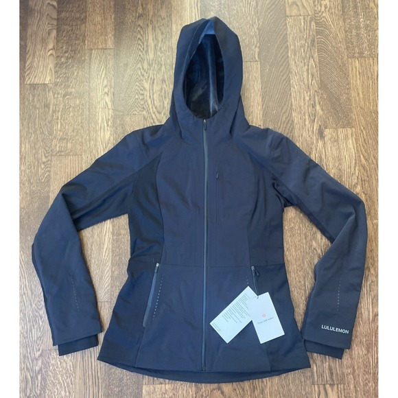 lululemon athletica Jackets & Blazers - LULULEMON NWT Cross Chill Performance Jacket Black Sz 8 Waterproof Fleece